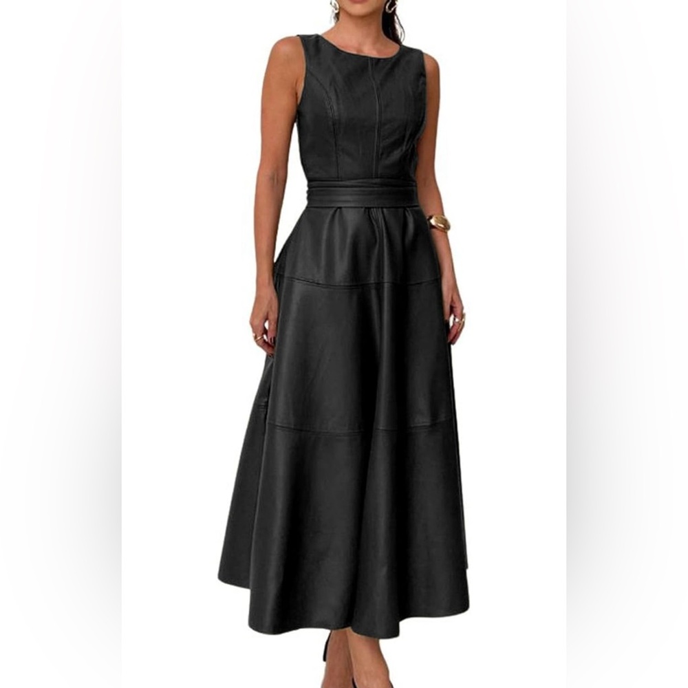 Dress Black‎ Faux Leather Chartou Size XXL
